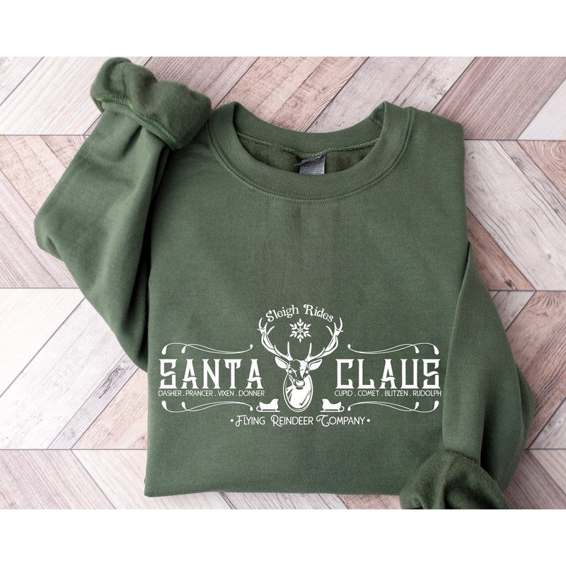 Christmas Sweatshirt, Santa Claus Sleigh Rides Sweatshirt, Christmas Crewneck Sweats, Winter Sweater Christmas, Women Christmas Sweatshirt.jpg