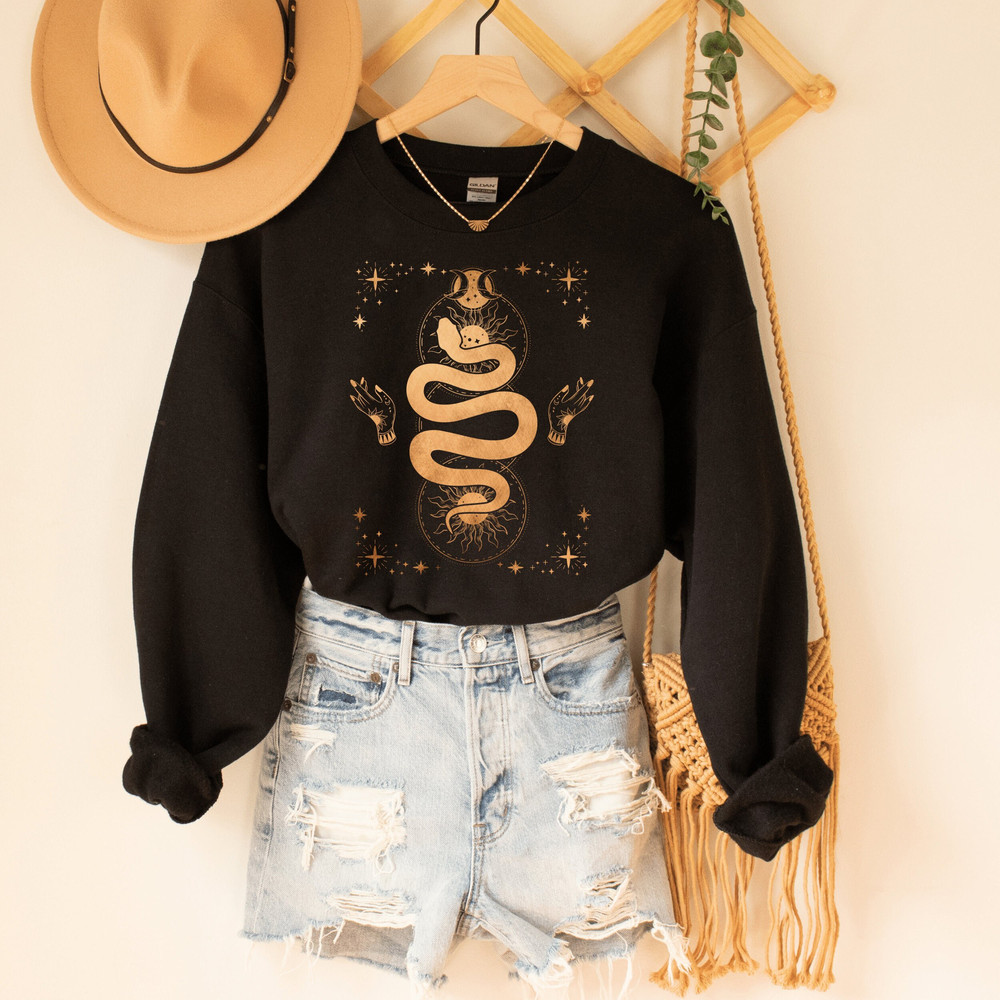 Sun and Moon Crystal Tarot Sweatshirt, Tarot Card Sweatshirt, Plant Lover Sweatshirt, Mystical Tarot Sweatshirt, Celestial Sweatshirt.jpg