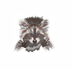 raccoon machine embroidery design. 6 sizes. animal embroidery design