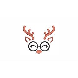 Deer with Glasses Machine Embroidery Design. 5 Sizes. Animal Embroidery Design