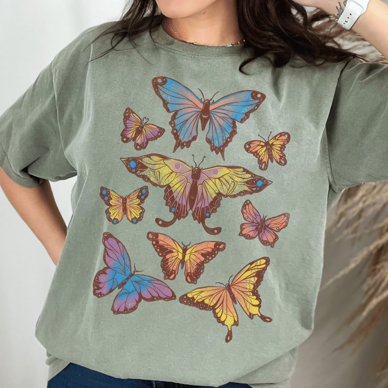 Vintage Butterfly Shirt, Cottagecore Moth Aesthetic T Shirt, Nature Lover T-Shirt, Celestial Fairycore, Dark Academia TShirt, Goblincore 1.jpg