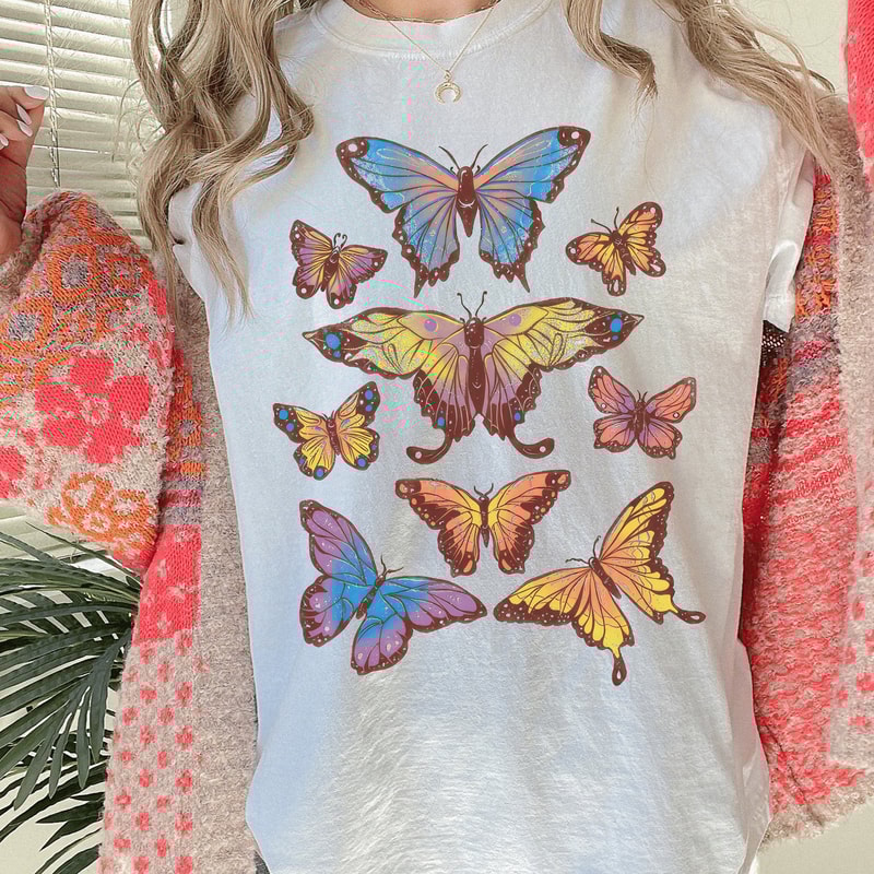 Vintage Butterfly Shirt, Cottagecore Moth Aesthetic T Shirt, Nature Lover T-Shirt, Celestial Fairycore, Dark Academia TShirt, Goblincore.jpg