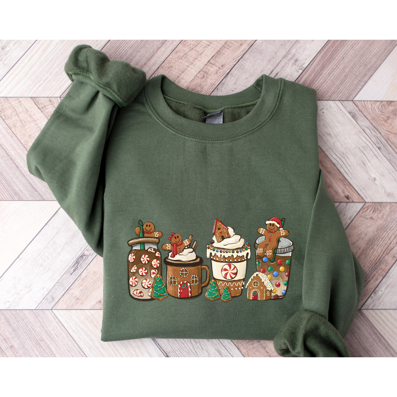 Gingerbread Coffee Cookies Sweatshirt, Cute Women's Christmas Sweathirt, Christmas Hoodie, Holiday Sweatshirt, Winter Sweatshirt.jpg