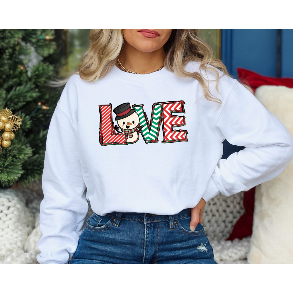 Love Snowman Christmas Sweatshirt, Christmas Sweatshirt for Women, Merry Christmas Sweatshirt, Christmas Hoodie, Christmas Gift, Xmas Hodie.jpg