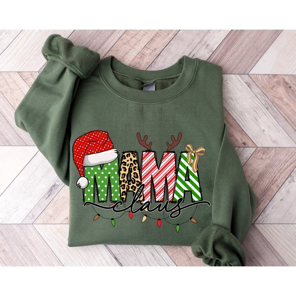 Mama Claus Christmas Sweatshirt, Christmas Sweatshirt, Mama Sweatshirt, Buffalo Mama Sweatshirt, Cute Winter Sweatshirt, Christmas Mama Gift.jpg
