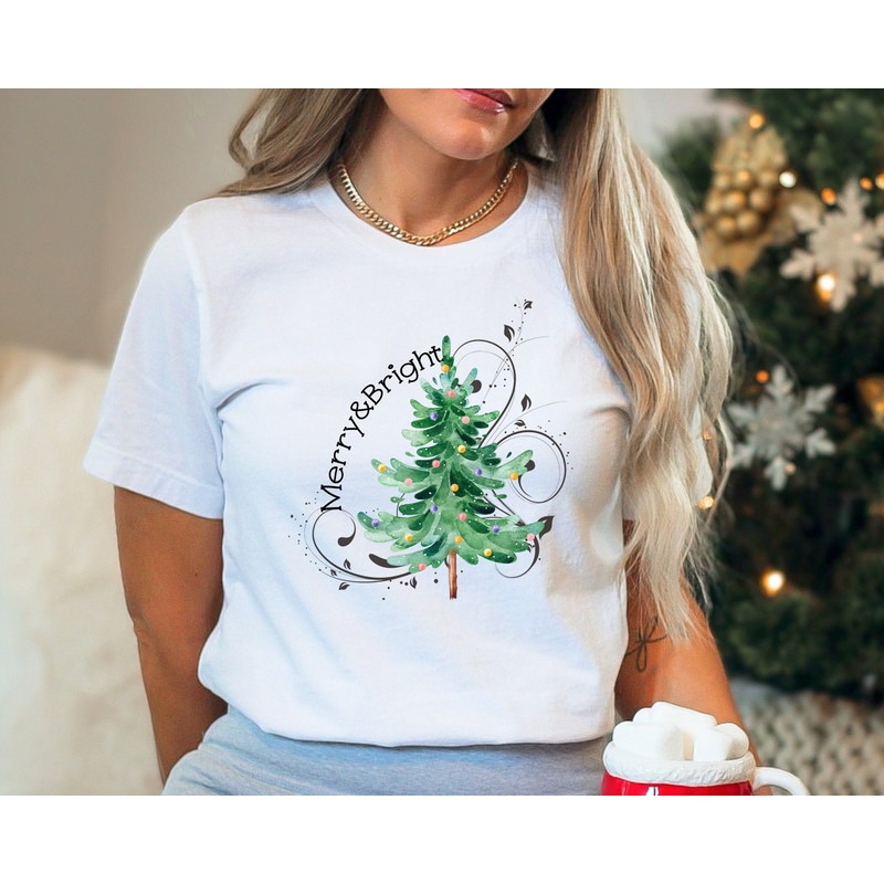 Merry and Bright Shirt, Christmas Shirts for Women, Christmas Tee, Christmas Tree Shirt, Merry Christmas Shirt, Holiday Shirts, Winter Shirt.jpg