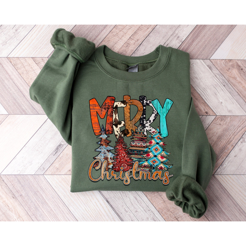 Merry Christmas Sweatshirt, Buffalo Plaid Sweatshirt, Merry Christmas Hoodie for Women, Holiday Sweatshirt, Ethnic Pattern Sweatshirt.jpg