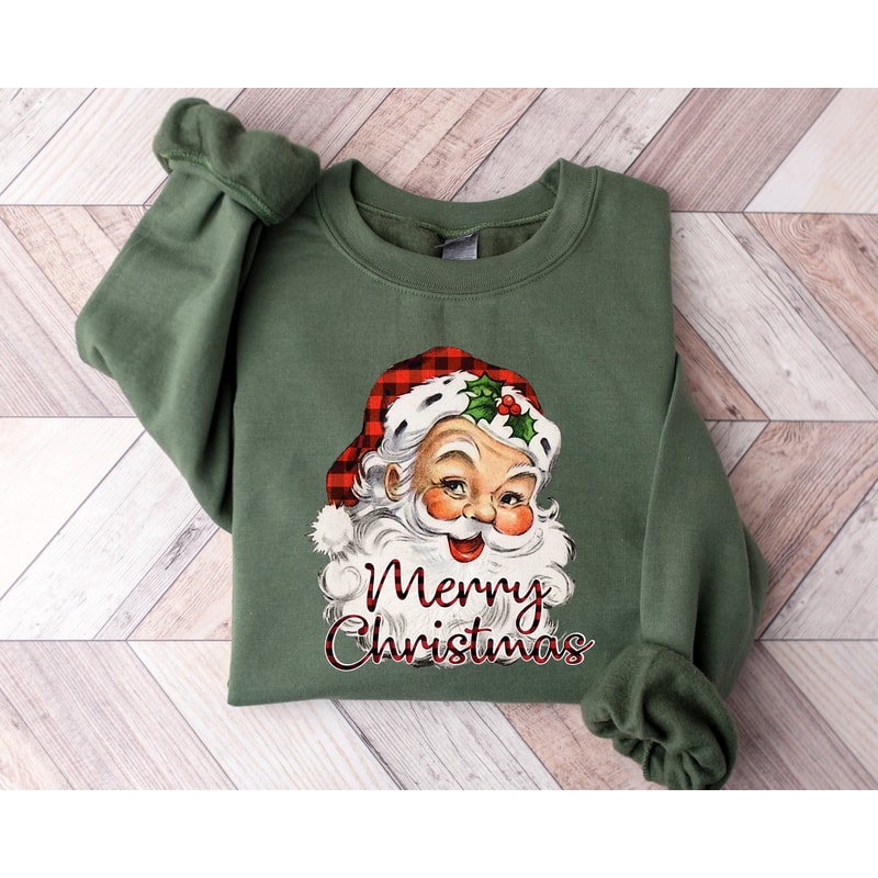 Merry Christmas Sweatshirt, Retro Santa Claus Sweater, Xmas Holiday Gifts, Christmas Family Vacation, Vintage Santa Sweater, Winter Hodie.jpg