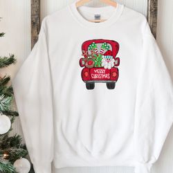merry christmas trees truck sweatshirt, christmas family, red truck sweatshirt, christmas gift, christmas truck family s