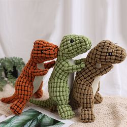 3pcs dinosaur stuffed dog toys for dogs: durable plush dog toys with soft, durable fabric for small, medium, large pets