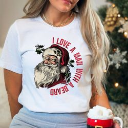 santa beard shirt, cute christmas shirt for women, christmas crewneck, graphic christmas tee, santa shirt for women, xma