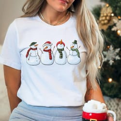 snowman christmas shirt, new year party tee, xmas holiday gifts, christmas family vacation shirt, winter tee, cute snowm