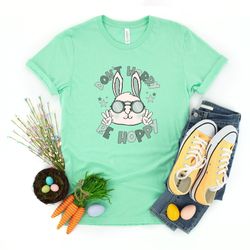 dont worry be hoppy shirt, easter shirt gift for women, christian easter shirt, easter bunny, easter bunny coffee, cute