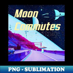 moon commutes logo - Retro PNG Sublimation Digital Download - Capture Imagination with Every Detail