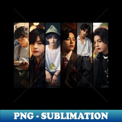 v bts vertical collage ai-generated art - png sublimation digital download - fashionable and fearless
