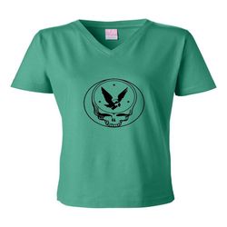 grateful birds ladies junior fit v-neck