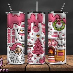 Christmas 20oz Tumbler Wrap PNG, Christmas 3D Inflated Puffy Tumbler Wrap Png, Grinchmas 20oz Png 103