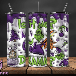 Christmas 20oz Tumbler Wrap PNG, Christmas 3D Inflated Puffy Tumbler Wrap Png, Grinchmas 20oz Png 150