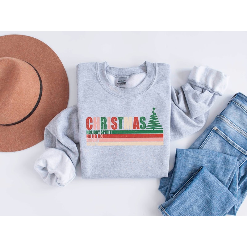 Christmas Sweatshirt, Merry Christmas Sweatshirt, Holiday Spirit Shirt, Merry And Bright Sweatshirt, Ho Ho Ho T-shirt, Christmas Matching.jpg