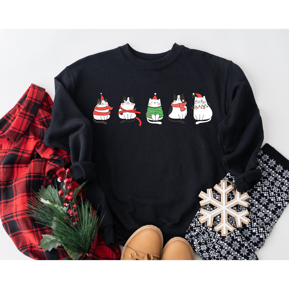 Meowy Christmas Sweatshirt, Christmas Cat Sweatshirt, Cat Lover Shirt, Funny Christmas Cat Sweatshirt, Cat Christmas Shirt, Cat Mom Gift.jpg