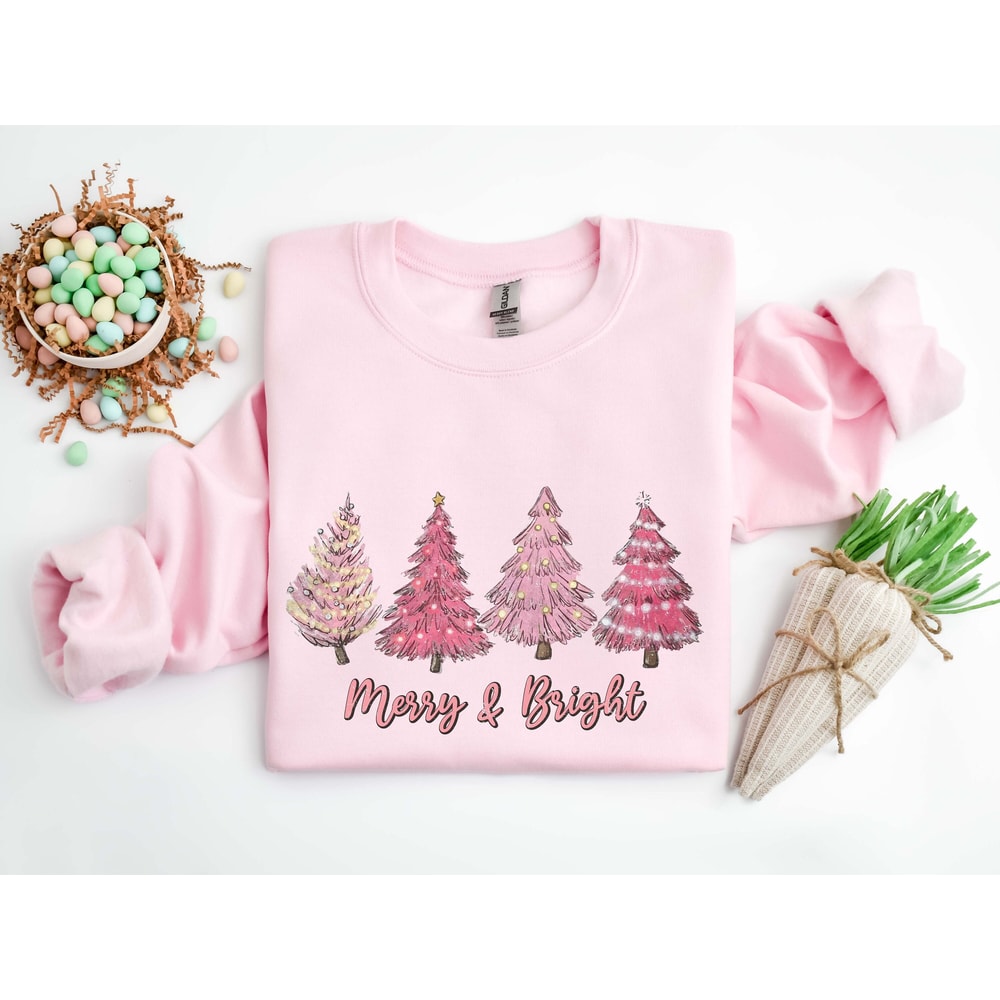 Merry And Bright Sweatshirt, Winter Sweatshirt, Christmas Tree Shirt, Cute Christmas Shirt, Christmas Matching Shirt, Christmas Sweatshirt.jpg