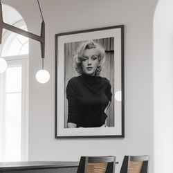 Marilyn Monroe Poster, Fashion Photography, Old Hollywood Print, Wall Art, , Black And White, Marilyn Monroe Print