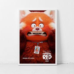 Turning Red Movie Poster, Animated Film Poster Print, Home Wall Art Decor Canvas Poster
