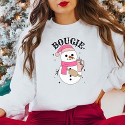 bougie snowman sweatshirt, snowman christmas shirt, cute snowman shirt, christmas sweatshirt, christmas woman sweatshirt