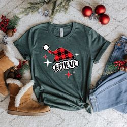 christmas believe shirt, believe buffalo plaid shirt, merry christmas shirt, christmas shirt, christian shirt, christ sh