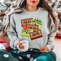 christmas cassettes sweatshirt, jingle bell rock sweatshirt, western christmas shirt, santa baby shirt, all i want for c