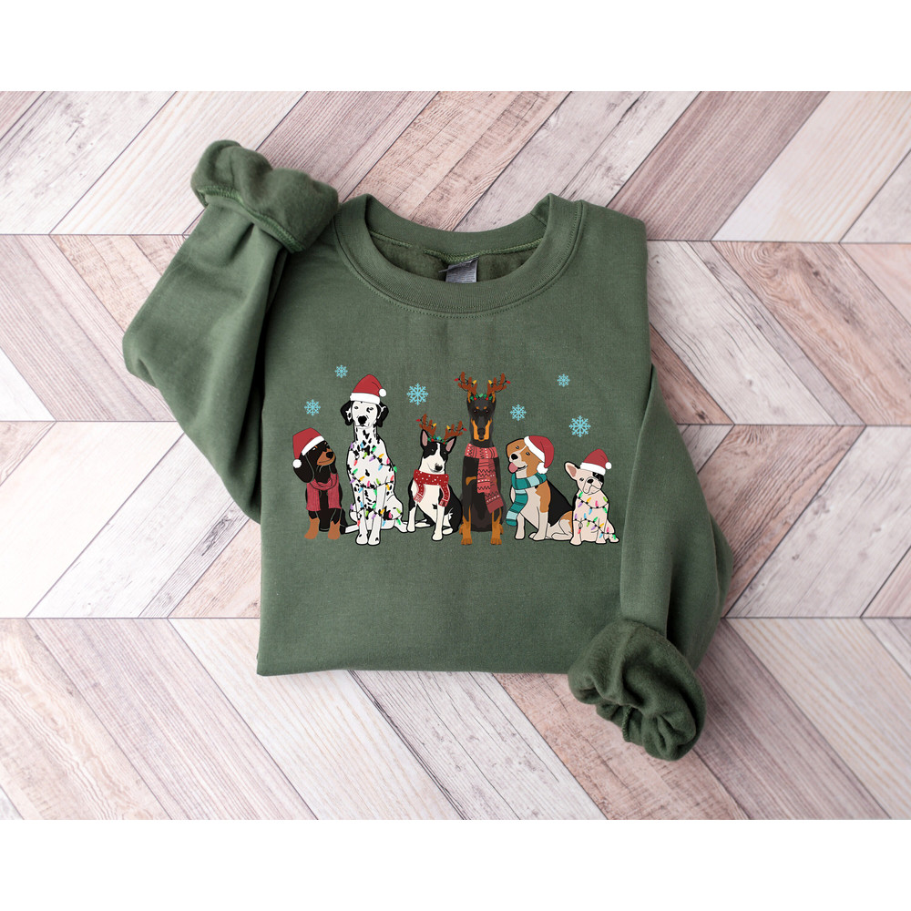 Christmas Lights Dogs Christmas Sweatshirt, Dog Lover Christmas Sweatshirt, Christmas Woman Sweatshirt, Christmas Dog Shirt, Christmas Gifts.jpg