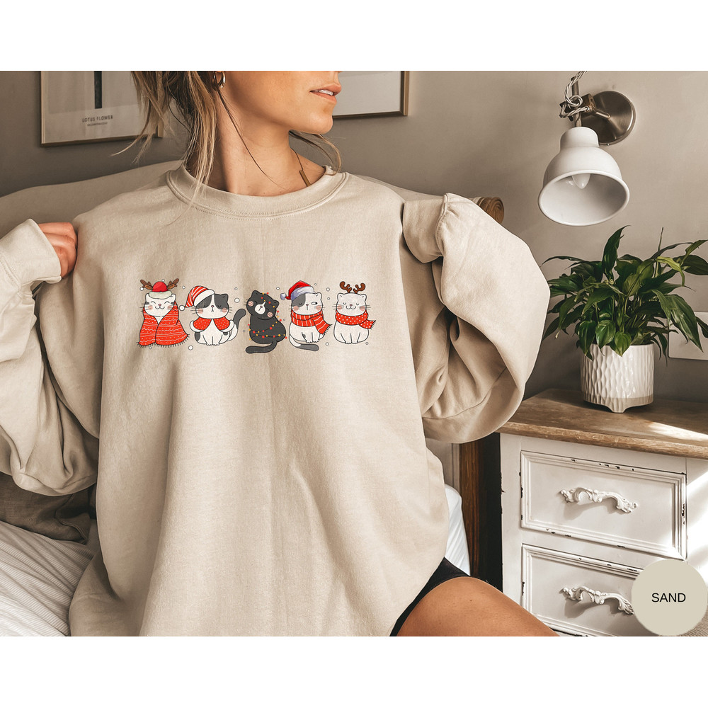 Christmas Cat Sweater, Cute Xmas Cats Shirt, Meowy Christmas, Cat Lover Shirt, Gift for Cat Lovers, Cute Cats Christmas Tee, Cat Apparel.jpg