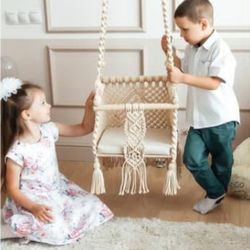 Macrame baby SWING from 6 months to 6 years old, Macrame Swing Hanging Chair for Kids, Boho Baby Outdoor Indoor Playroom