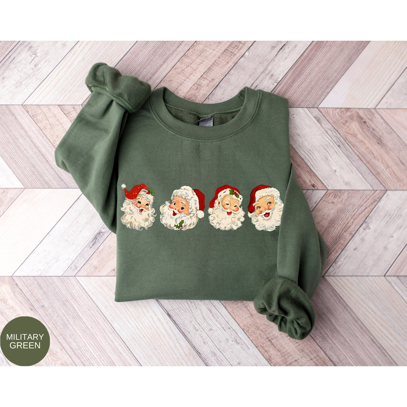 Christmas Santa Heads Sweatshirt, Santa Claus Shirt, Santa Hat Sweater, Ho Ho Ho Santa Shirt, Retro Santa Shirt, Classic Christmas Sweater.jpg