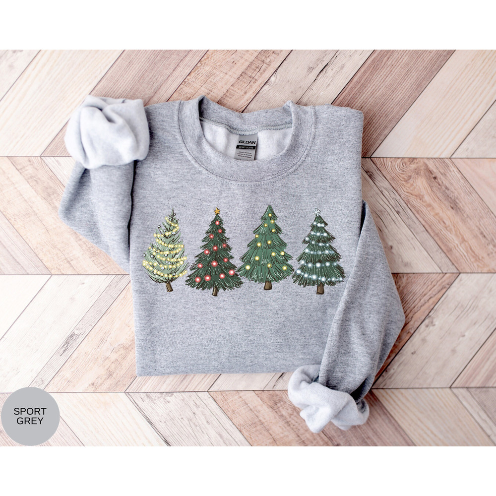 Christmas Trees With Lights Shirt, Christmas Trees Sweatshirt, Christmas Lover Tee, Christmas Tee, Cute Christmas Shirt, Gift For Her.jpg
