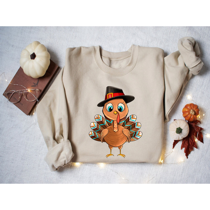 Cute Turkey Sweatshirt, Cute Thanksgiving Sweatshirt, Thanksgiving Family Shirt, Autumn Shirt, Thanksgiving Gift For Her, Turkey Sweatshirt.jpg