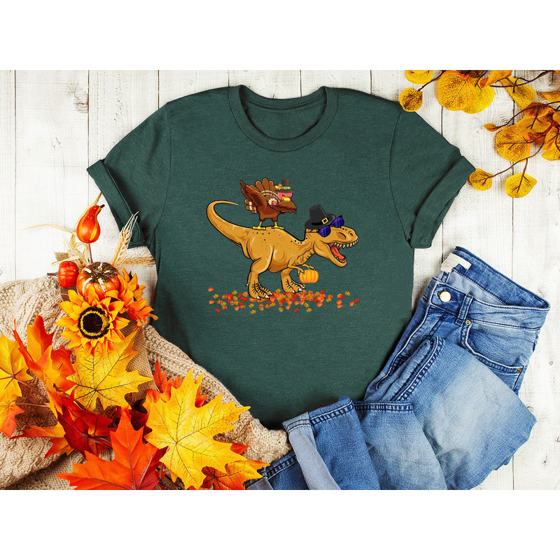 Dabbing Turkey Shirt, Pumpkin T-Rex Shirt, Autumn Leaves Sweater, Fall Shirts, Thanksgiving Shirt, Autumn Sweatshirt, Thanksgiving Gift.jpg
