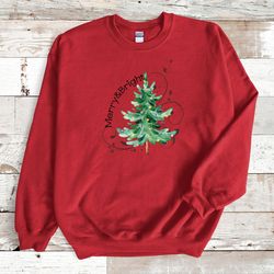 christmas sweatshirt, merry  bright sweatshirt, holiday sweater, holiday sweatshirt, tree sweatshirt, christmas sweater,