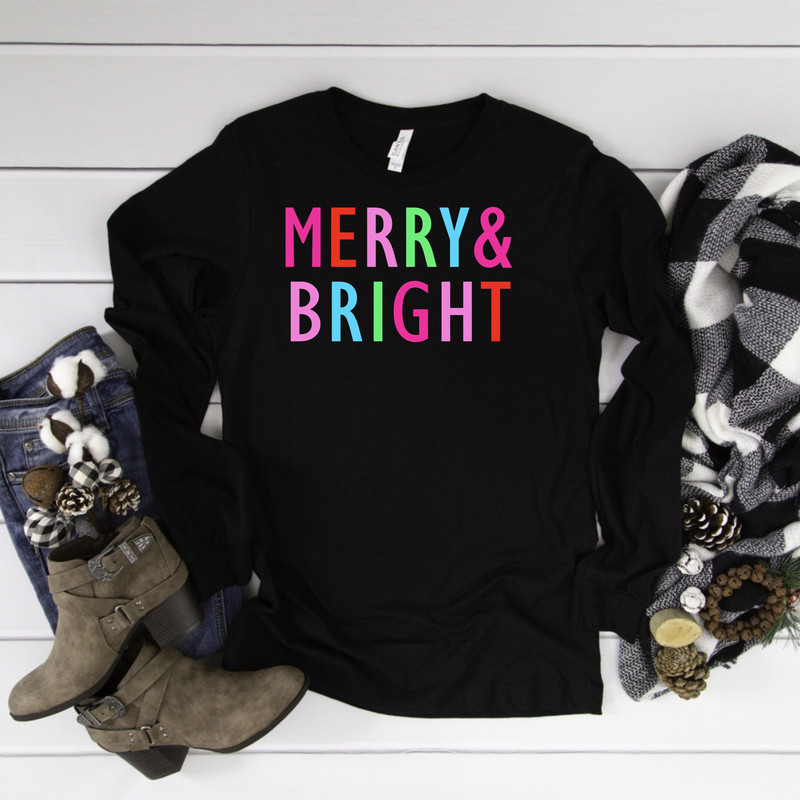 Merry and Bright Shirt, Christmas Shirt for Women, Merry and Bright Sweatshirt, Holiday Shirt, Merry and Bright, Christmas Tee, Christmas.jpg