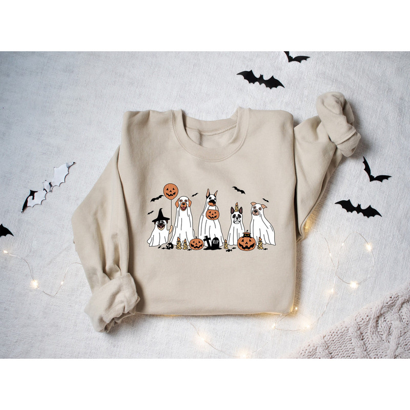 Funny Halloween Sweatshirt, Kids Halloween Shirt, Ghost Dogs Shirt, Cute With Dogs Shirt, Halloween Shirt For Kids, Halloween Sweatshirt.jpg