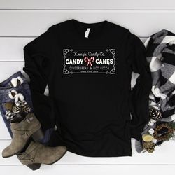 retro christmas long sleeve shirt, kringle candy co shirt, candy cane shirt, long sleeve christmas shirt, vintage christ