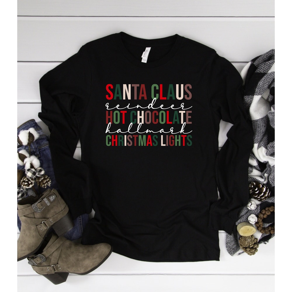 Santa Claus Hot Chocolate Long Sleeve Shirt, Hot Chocolate Shirt, Christmas Light Shirt, Christmas Long Sleeve Shirt, Tis the Season Shirt.jpg