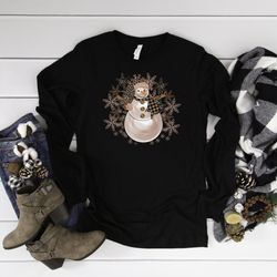 snowman long sleeve shirt, snowman leopard snowflake shirt, winter long sleeve shirts, long sleeve christmas shirt, wome