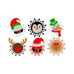covid christmas bundle svg, covidmas svg, santa, snowman, elf, gingerbread man, reindeer, penguin as virus, funny xmas