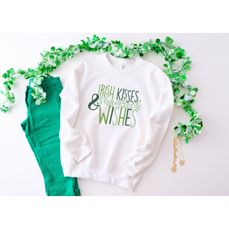 Funny St. Patrick Day Shirt, Shamrock Shirt, St. Patty's Shirt, Irish Shirt, Women's St. Patrick Day Gift, Irish Kisses and Shamrock Wishes.jpg