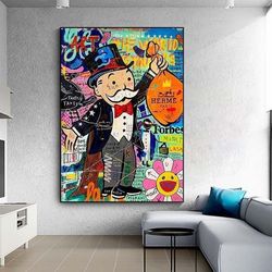 graffiti wall art money canvas paintings alec monopoly posters the world is yours modern home decor hanging mural
