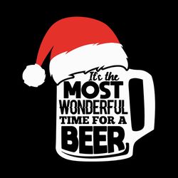 it's the most wonderful time for a beer svg, glass christmas svg, santa hat svg, holidays svg, digital download
