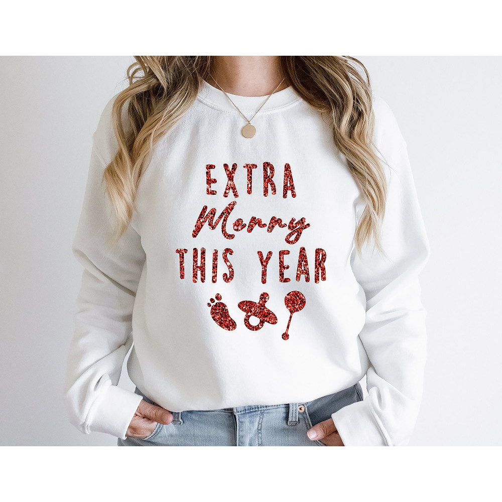 Extra Merry This Year Shirt,Pregnancy Announcement Christmas T-Shirts, Family Christmas Shirts, Pregnant Elf Santa,Christmas Gift.jpg