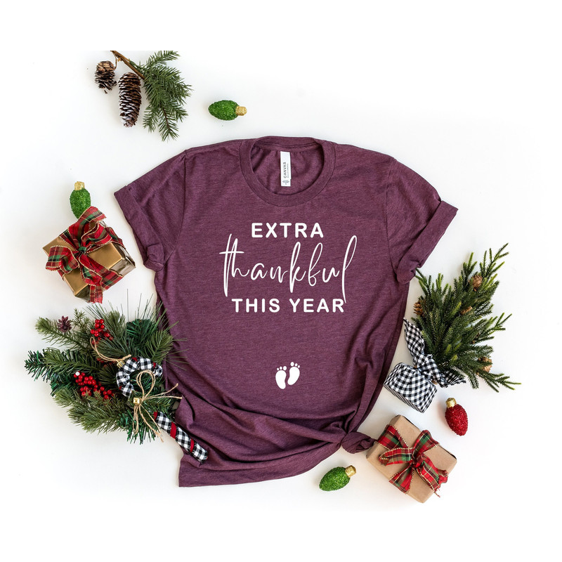 Extra Thankful This Year Shirt, Thanksgiving Pregnancy Announcement Shirt, Thankful Pregnancy Shirt,Christmas Baby Announcement T-shirt.jpg