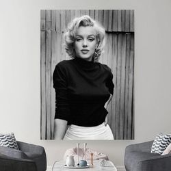 marilyn monroe canvas art, actress wall art, marilyn monroe poster, black and white, singer canvas,fashion poster, music